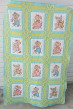 NEW BABY LAP QUILT EMBROIDERED BEARS GORGEOUS