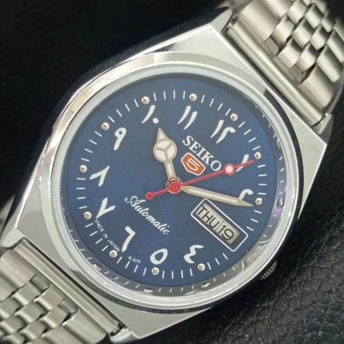 VINTAGE SEIKO 5 AUTOMATIC 6309A REFURBISHED JAPAN MENS BLUE DIAL WATCH a442597-1