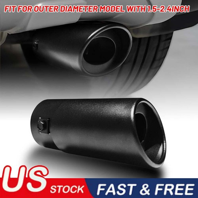 #ad Black Car Stainless Steel Rear Exhaust Pipe Tail Muffler Tip Round Accessories $15.19
