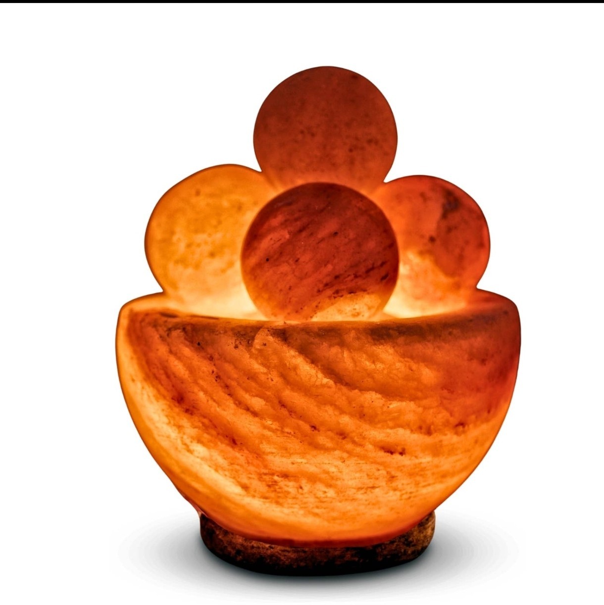 Lampe de sel d'Himalaya naturelle avec ses 4 sphères de massage bien-être en cristal rose pur