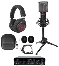Rockville R-TRACK 2x2 1-Person Podcast Kit w/RCM SR Microphone Stand Headphones