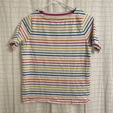 Boden women's medium top White Stripes Colorful Short Sleeve Soft Comfort