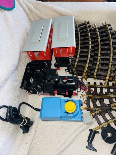 Vntg 1980 Playmobil Geobra Train Set-G Scale-LGB 3 Steam Engine 25 Tracks Engine