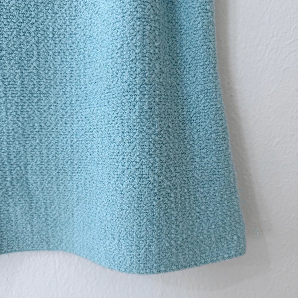 Camisola para mujer St. John talla XL azul mezcla de lana de cachemir tweed texturizado Boucle Foto 3 de 4