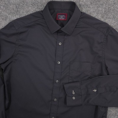 UNTUCKit Shirt Mens Medium Black Gironde Performance Slim Fit Long Sleeve Preppy
