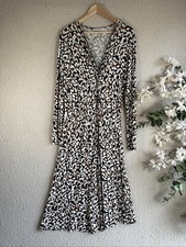 Primark Black & White Leopard Print V-Neck Midi Dress UK XL Soft Stretchy