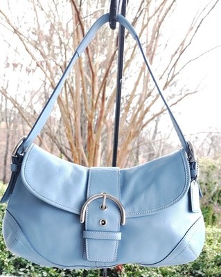 Coach L040-9248 Vintage MEDIUM Sky Blue Soho Y2K Leather Shoulder