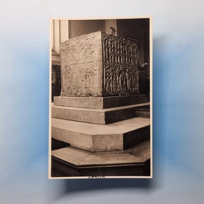 Lenton Postkarte um 1938 Echtfoto Nottinghamshire alte Kirche geschnitzte Schrift