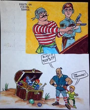Pirates Treasure Chest Robots Toys Shooting Range Comic Book Panel Drawing 1/1