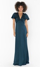 NWT Show Me Your Mumu [ Small ] Rome Twist Gown Maxi Dress Silk Emerald Green