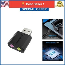 SABRENT USB External Stereo Sound Card Adapter, 3.5mm Headphone Mic, Plug