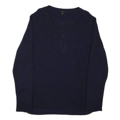 TALBOTS Herren Navy Uni Wollmischung Pullover Rundhalsausschnitt XL