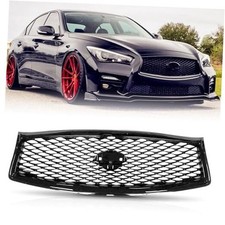 Front Bumper Upper Grill Gloss Black Mesh Grille 2014-2017 W/ Camera Hole