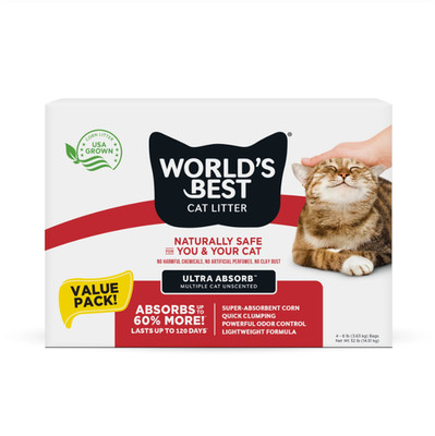 Worlds Best Cat Litter 32lb Unscented Corn Clumping Flushable Dust Free