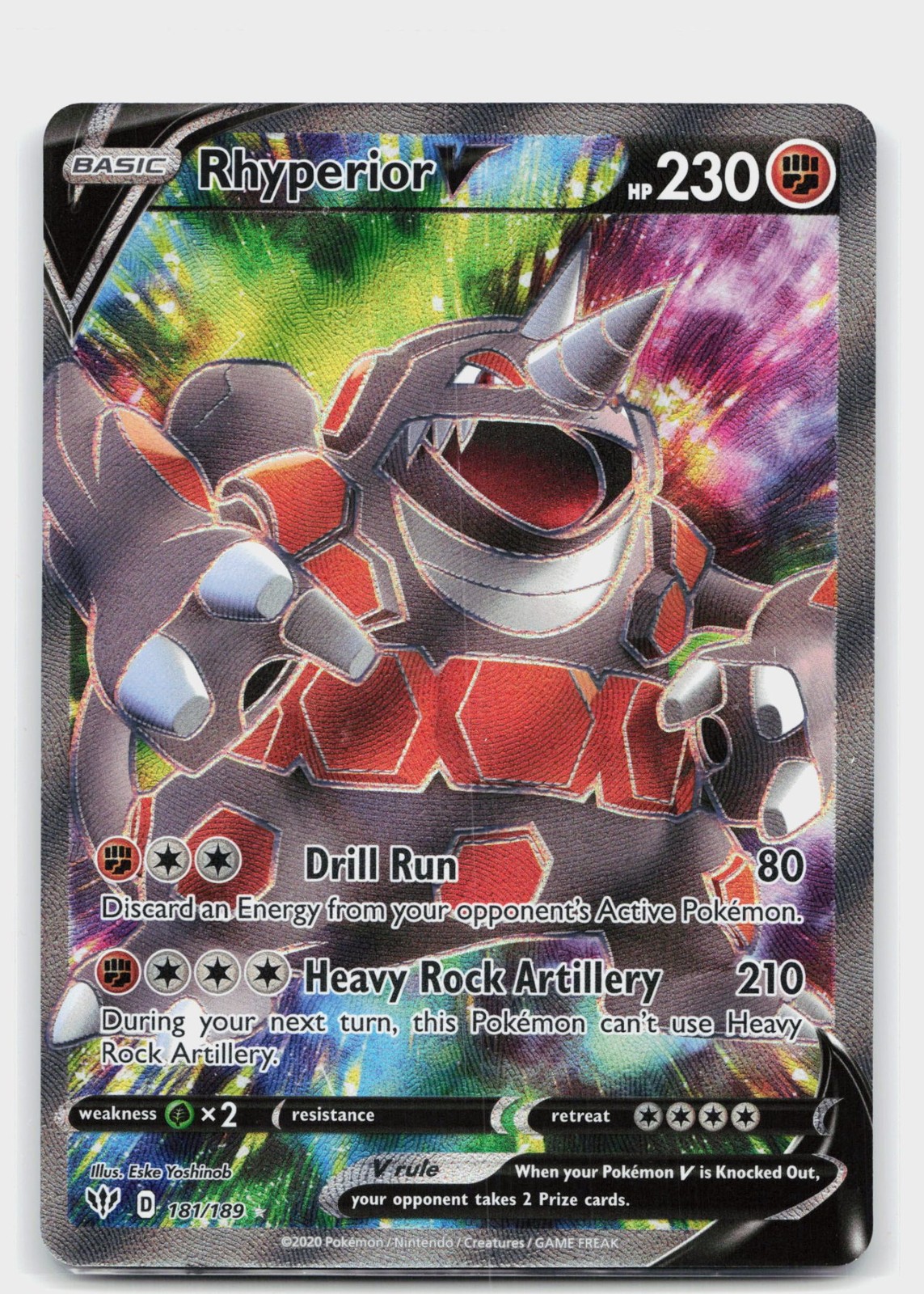 Rhyperior V (Full Art) Holofoil SWSH03: Darkness Ablaze 181/189 Pokemon NM