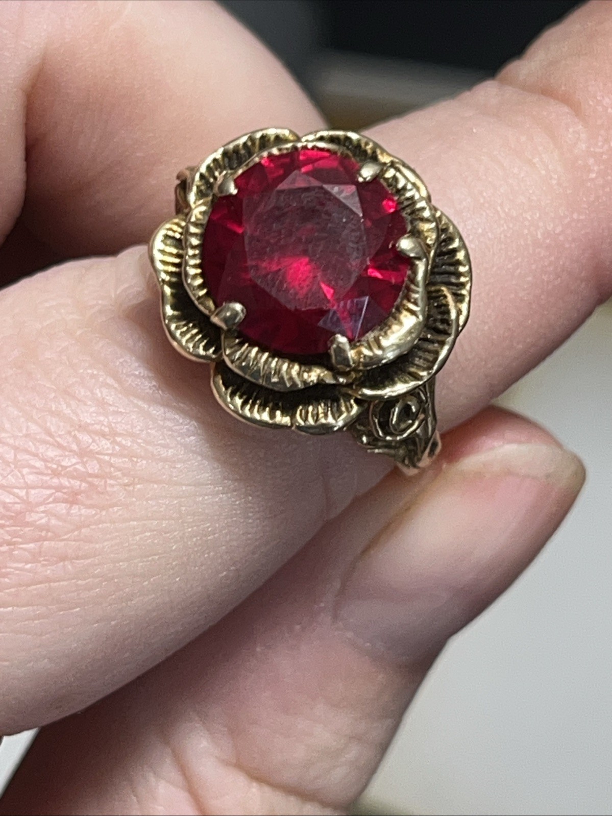 Antique Natural Ruby Rose Ring - image 19