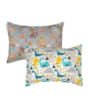 ALVABABY Toddler Pillowcases 2 13x18 Inch (Pack of 2), Cotton-1bear+dinosaur 