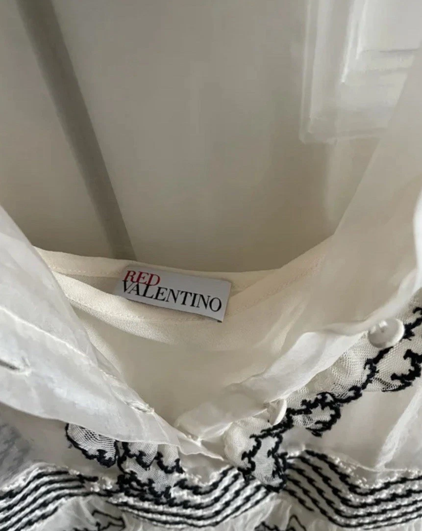 Mini abito rosso Valentino in seta con volant taglia IT44 nuovo