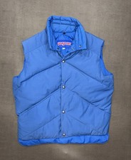 Vintage JanSport Puffer Vest Blue Quilted Snap Front Mens L 80s 90s