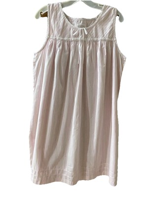 100% Cotton Nightgown Sleeveless Lace Trim by CLASSIC ELEMENTS Sz Lg 14-16 Pink