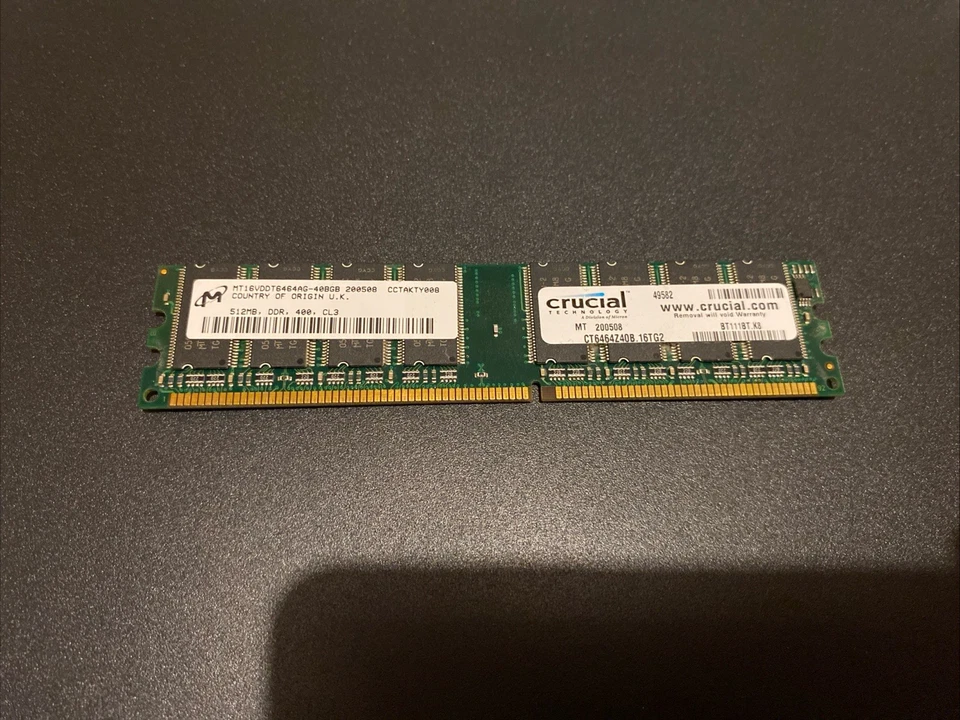 Crucial CT6464Z40B (512 MB, PC3200 (DDR-400), 400 MHz, DIMM 184-pin) RAM Module - Image 2 of 2
