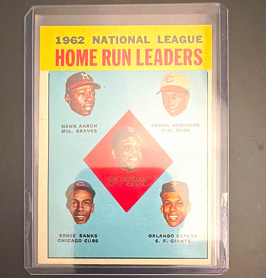 Topps 1963 Topps #3 1962 NL Home Run Leaders Aaron Mays Banks Base Set