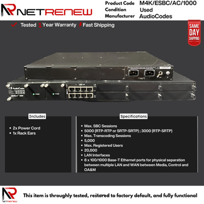 M4K/ESBC/AC/1000 AudioCodes  Mediant 4000 Session Border Controller