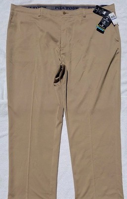 NWT $90 PGA TOUR Active Stretch MOTIONFLUX 360 Beige Golf Pants UPF 50 Sz 48x32