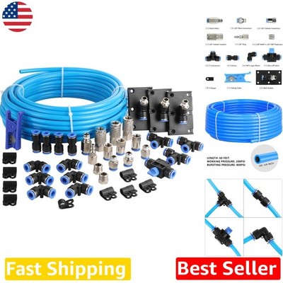 Complete 49pc 3/8'' 60ft Air Line Kit - Professional Garage Compressor System