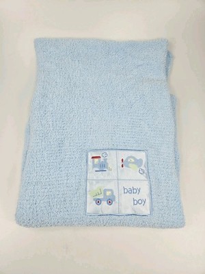 Carters Chenille Baby Boy Satin Center Blanket Train Truck Plane Child Of Mine 
