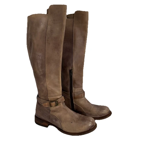 Bed Stu Bristol Knee High Riding Boots Tan Distressed Leather Women’s Size 7.5 - Picture 1 of 12