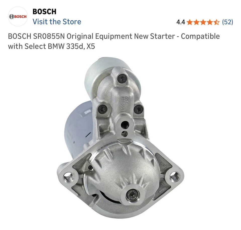 Bosch SR0855N Bosch Premium 100% Remanufactured Starter For 09-13 BMW 335d X5 - Image 2 of 4