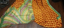 Vtg. India Pre-Owned Red/Mustard Print Silk/Saree/ Sari/ Crafts/Fabrics/ Textile