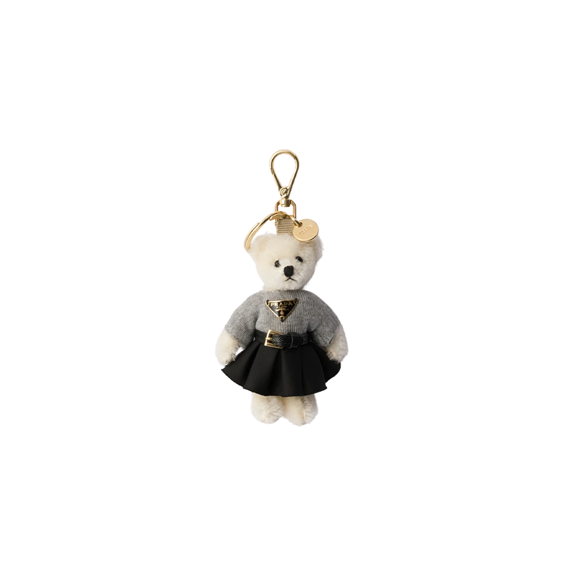 Prada Teddy Bag Charm with Metal Ring White