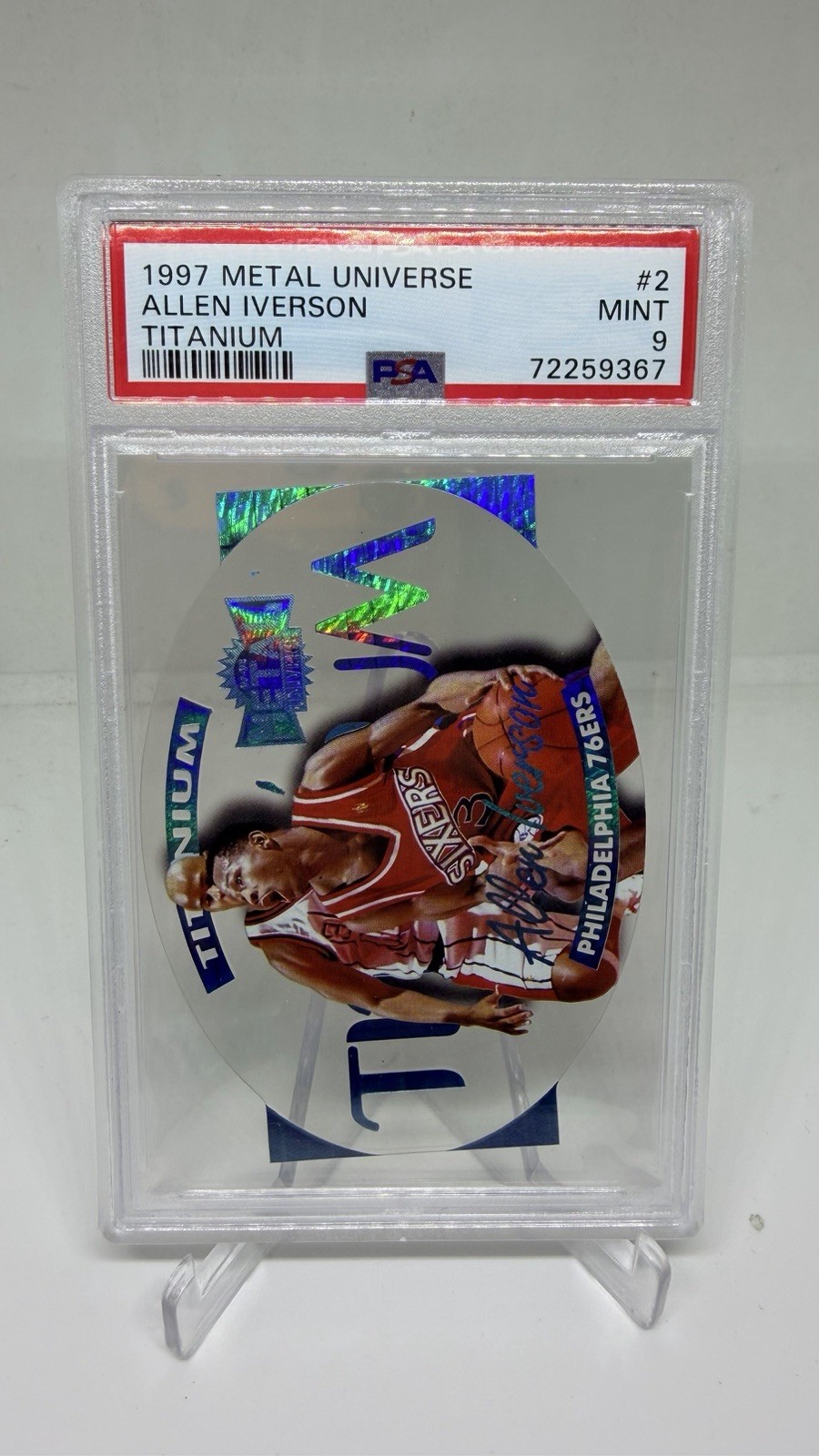 1997-98 Skybox Metal Universe Allen Iverson #2 Titanium Philadelphia 76ers Psa 9