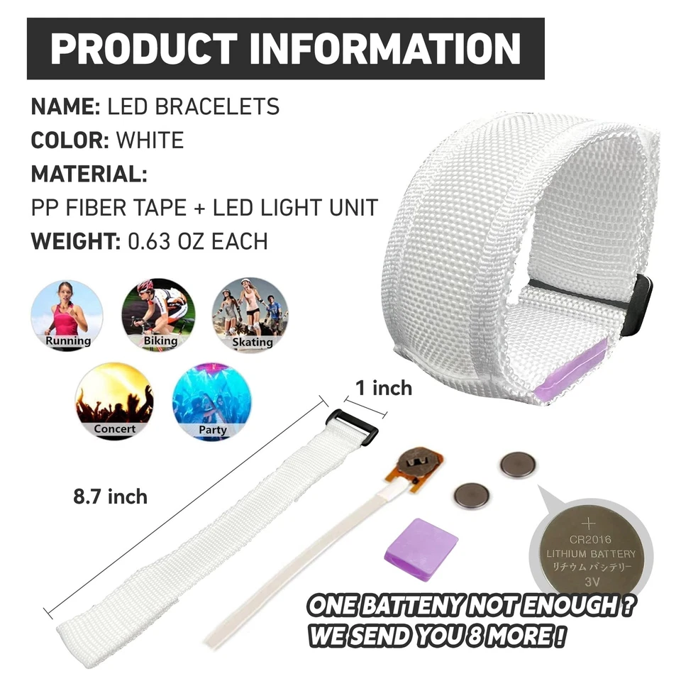 8 PIEZAS Pulseras LED Brillantes, Pulseras Iluminadas - Halloween Brilla en la Oscuridad Pa... Foto 2 de 4