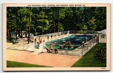 Swimming Pool Central Oak Heights West Milton Pennsylvania PA Postcard c1945