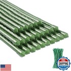 Tingyuan 48 inch Garden Stakes 4ft 25 Pack Tomato Stakes Plant Sticks with 10