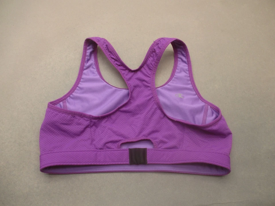 Sujetador deportivo Champion talla M para mujer púrpura sin forro inalámbrico para tirar trasero corredor 9S Foto 3 de 4
