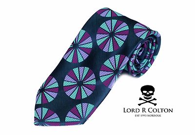 Cravatta Lord R Colton Masterworks In Pura Seta - Collezione Portofino, Nero Con Rame E Teal (Paisley) - Foto 5