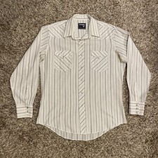 Vintage Wrangler Cowboy Cut Shirt X-Long Tails Men's 16.5-35 White Red Striped