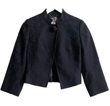 Jigsaw London Black Cropped Jacquard Blazer Jacket Size Us 4 Euc