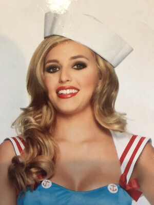 WHITE  SAILOR GOB HAT POPEYE GILLIGAN DOUGHBOY ADULT COSTUME ACCESSORY