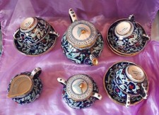 Antico Servizio firmato Santucci anni '70 Deruta in Ceramica Blu/Oro Perfetto !!