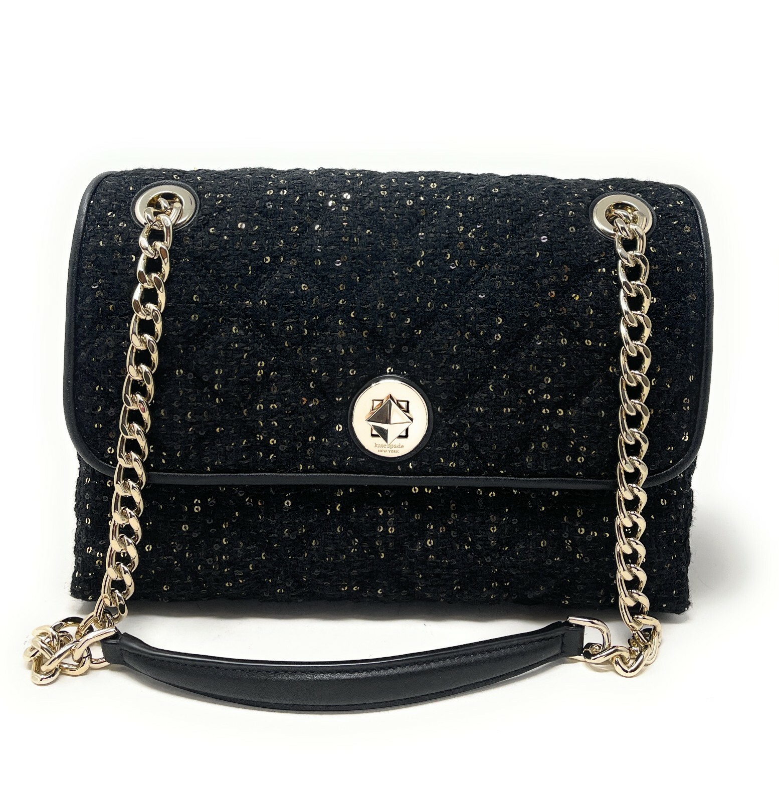 Kate Spade New York Natalia Sequin Fabric Tweed Medium Flap Shoulder K4664  $429 | eBay