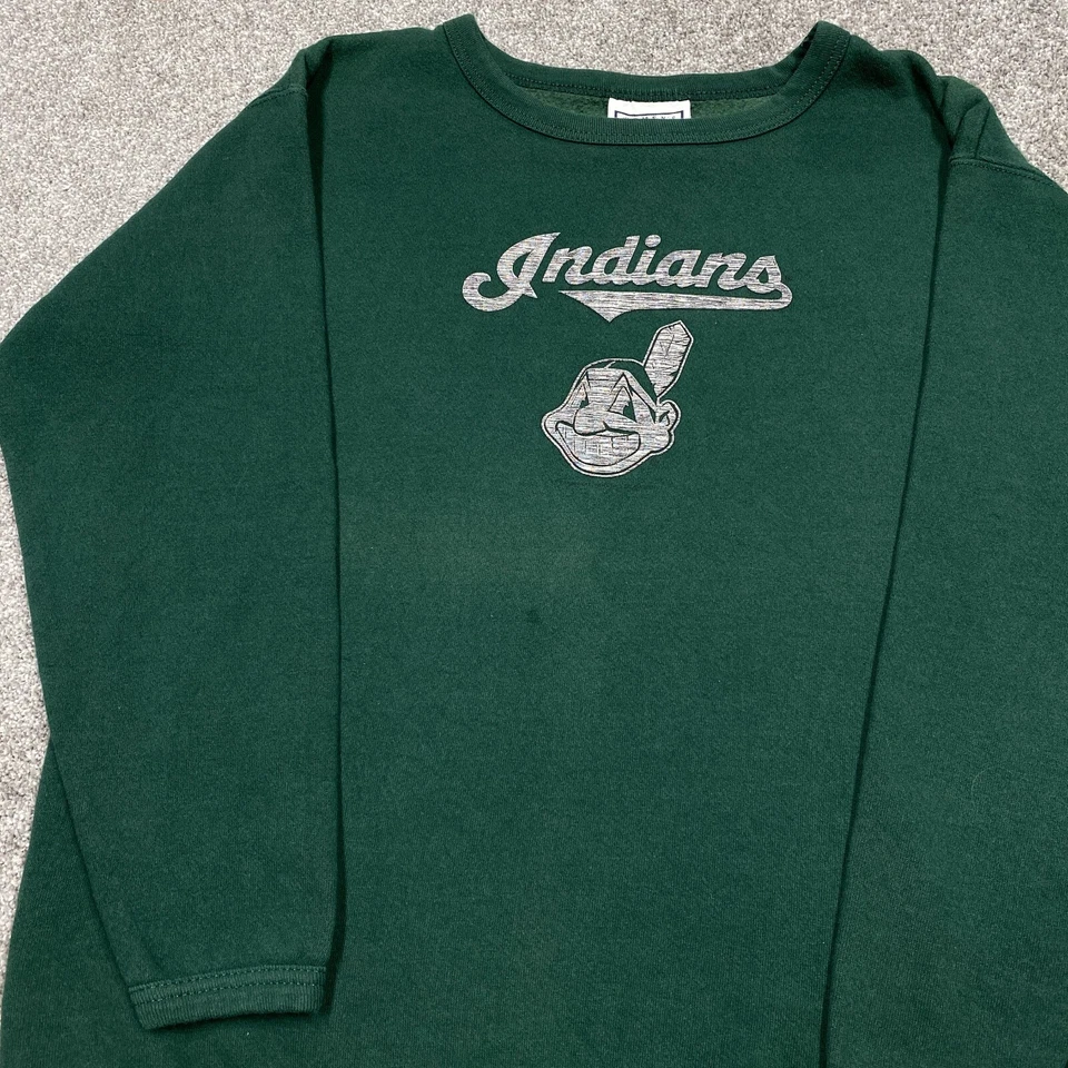 Cleveland Indians Sweater Women Medium Green MLB Baseball Vintage Sweatshirt - Image 3 of 4