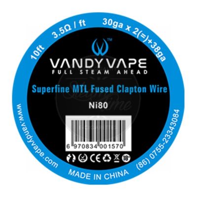 VandyVape Superfine MTL Ni80 Fused Clapton Wire (2,63 /1m) eZigarette Verdampfer