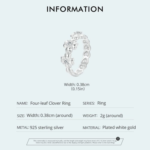 Anello Trifoglio Quattro Foglie Vroco Classic Real Argento Sterling 925 Donna Regalo Gioielli - Foto 11 di 15