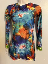 Custom Crafted Tie Dye Jazz Dance Dress Shorts Sequin Detail, L