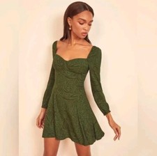 Reformation Mochi Jungle Animal Print Green Dress Size 0